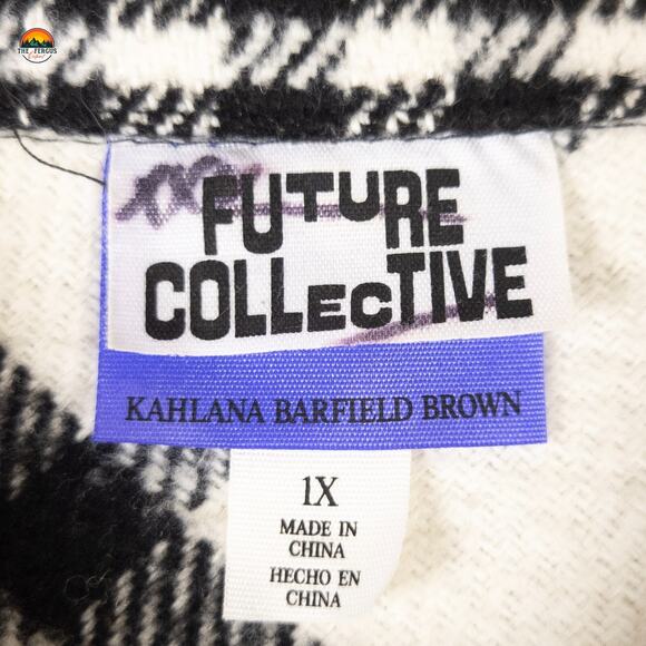 Future Collective With Kahlana Barfield Brown Shacket Black White Women's 1X - Picture 7 of 9
